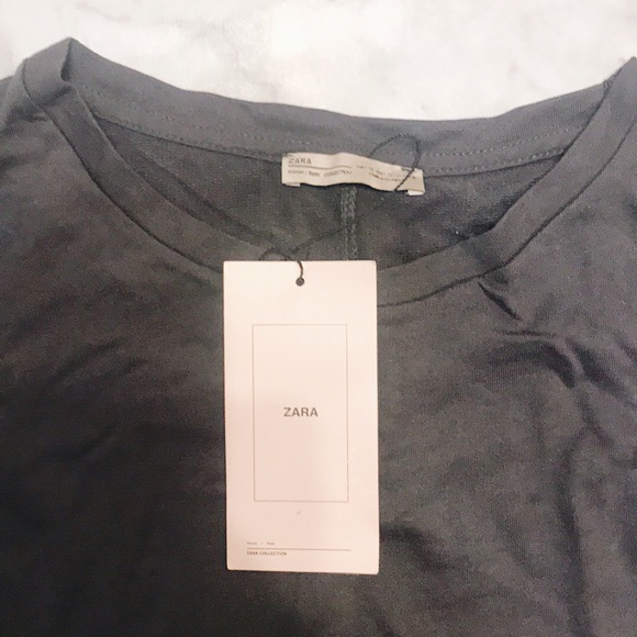 Zara Long Sleeve Crop Top (Charcoal) Size S - Picture 2 of 3